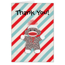 Sock Monkey Baby Thank You Card