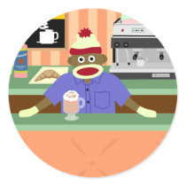 Sock Monkey Barista stickers by sockmonkeys Sock Monkey Barista stickers