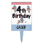 Sock Monkey Baseball 4th Birthday Cake Topper