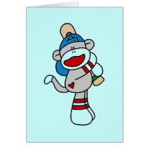 Sock Monkey Baseball At Bat Tshirts and Gifts Cards