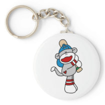 Sock Monkey Baseball At Bat Tshirts and Gifts Keychains