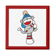 Sock Monkey Baseball At Bat Tshirts and Gifts Refrigerator Magnet