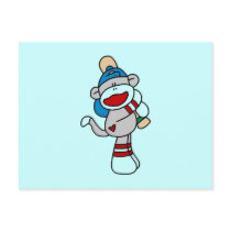 Sock Monkey Baseball At Bat Tshirts and Gifts Postcard