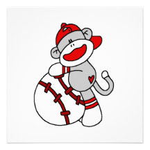 Sock Monkey Baseball T-shirts and Gifts Personalized Announcements