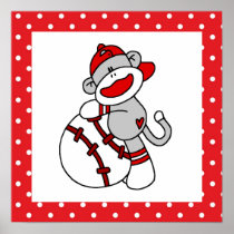 Sock Monkey Baseball T-shirts and Gifts Poster