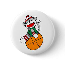 Sock Monkey Basketball buttons by sport_shop Sock Monkey Basketball buttons