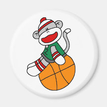 Sock Monkey Basketball Magnets