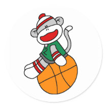 Sock Monkey Basketball stickers by sport_shop Sock Monkey Basketball stickers