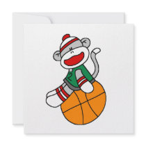 Sock Monkey Basketball T-shirts and Gifts Personalized Invites