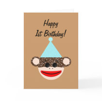 Sock Monkey Birthday Card