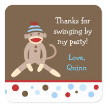 Sock Monkey Birthday Party Favor Stickers Boy