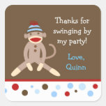 Sock Monkey Birthday Party Favor Stickers Boy