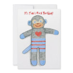 Sock Monkey Birthday Party Invitation