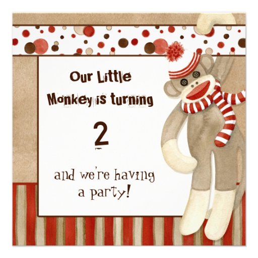 Sock Monkey, Birthday Party Invitation