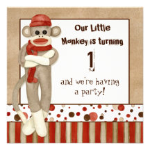 Sock Monkey, Birthday Party Invitation