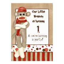 Sock Monkey, Birthday Party Invitation