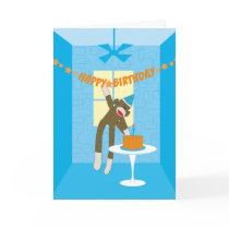 Sock Monkey Birthday Party Invitation cards