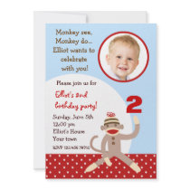 Sock Monkey Birthday Party Invitations
