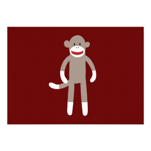 Sock Monkey Birthday Party Invitations