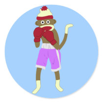 Sock Monkey Boxer Round Sticker