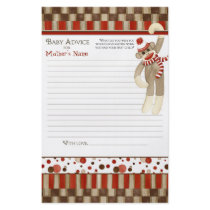 Sock Monkey, Boy Baby Shower Advice Flyers
