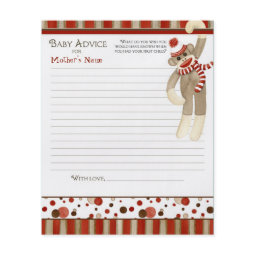 Sock Monkey, Boy Baby Shower Advice flyer