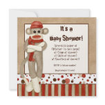 Sock Monkey, Boy Baby Shower Invitation