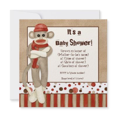 Sock Monkey, Boy Baby Shower Invitation by AudreyJeanne
