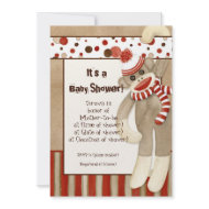 Sock Monkey, Boy Baby Shower Invitation invitation