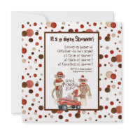 Sock Monkey, Boy Baby Shower Invitation invitation