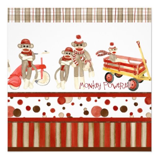 Sock Monkey, Boy Baby Shower Invitation