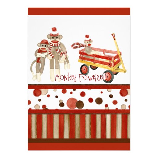 Sock Monkey, Boy Baby Shower Invitation