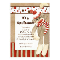 Sock Monkey, Boy Baby Shower Invitation