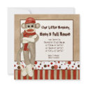 Sock Monkey, Boy Birth Announcement invitation