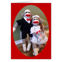 Sock Monkey Bride & Groom Card