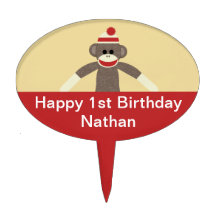 Sock Monkey Cake Topper customizable