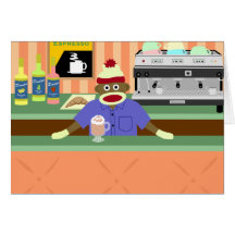Sock Monkey Coffee Shop Barista Cards