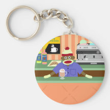 Sock Monkey Coffee Shop Barista Key Chain
