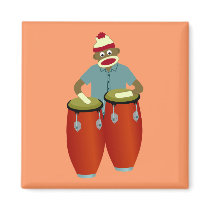 Sock Monkey Conga Drums Magnets
