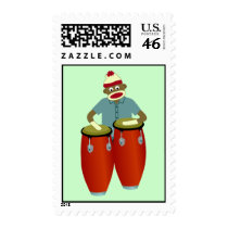 Sock Monkey Conga Drums Postage