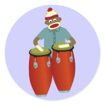 Sock Monkey Conga Player stickers