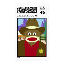 Sock Monkey Cowboy postage