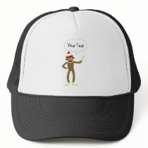 Sock Monkey Customizable Comic Speech Bubble Trucker Hat