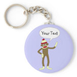 Sock Monkey Customizable Comic Speech Bubble Key Chains