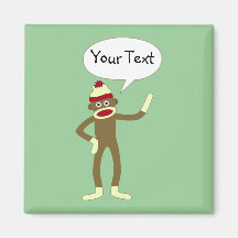 Sock Monkey Customizable Comic Speech Bubble Magnets