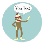 Sock Monkey Customizable Comic Speech Bubble stickers