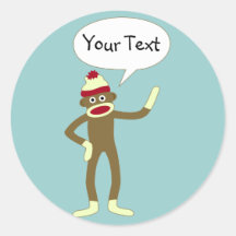 Sock Monkey Customizable Comic Speech Bubble Stickers