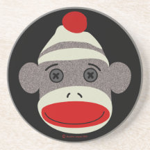 Sock Monkey Face Coaster