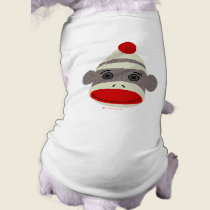 Sock Monkey Face Doggie Ringer T pet clothing