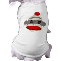 Sock Monkey Face Doggie Ringer T Dog T-shirt